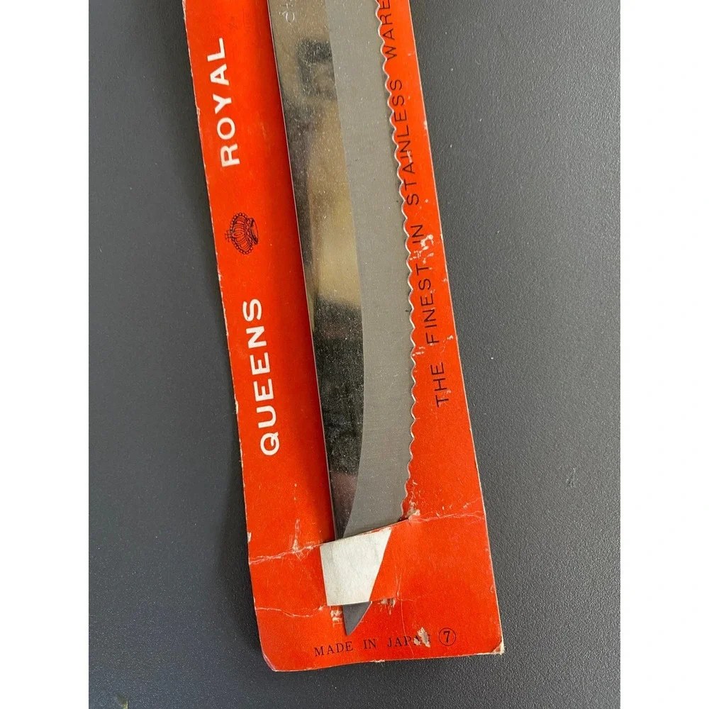 Japanese Vintage Queens Royal 7 3/8 Roast Slicer Knife Stainless Steel Scalloped